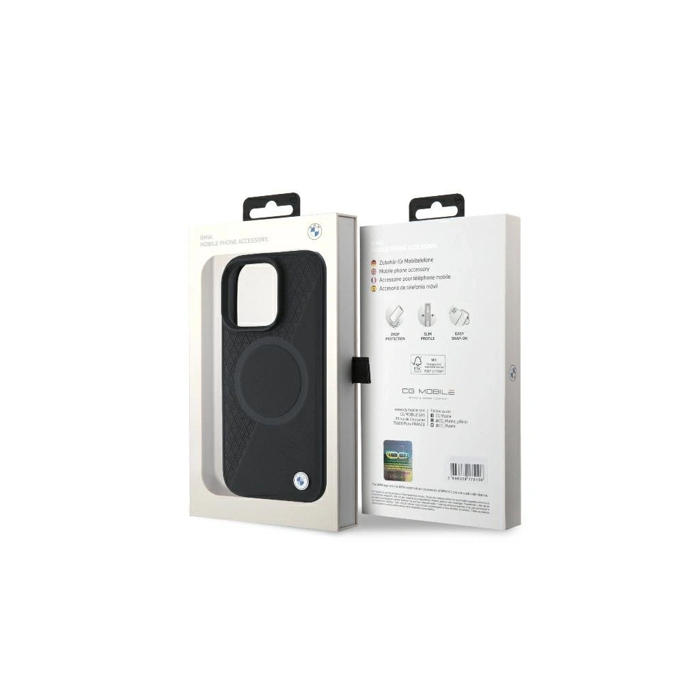 Etui BMW BMHMP16L23RTPK Apple iPhone 16 Pro hardcase Sign Leather Half Textured And Circle MagSafe czarny - iPhone 16 Pro - BMW