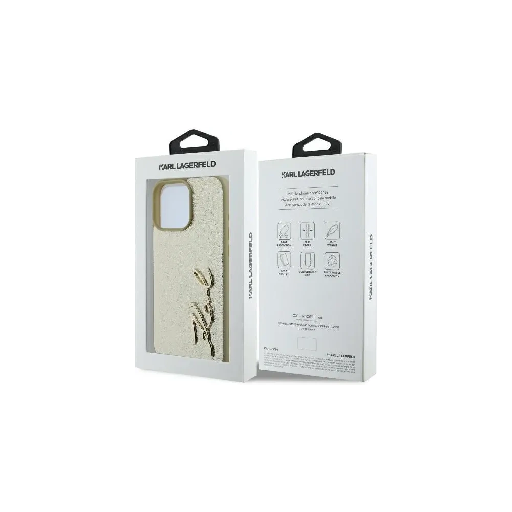 Etui Karl Lagerfeld KLHCP16LPFMFBKMD Apple iPhone 16 Pro hardcase Metal Signature złoty - iPhone 16 Pro - Karl Lagerfeld