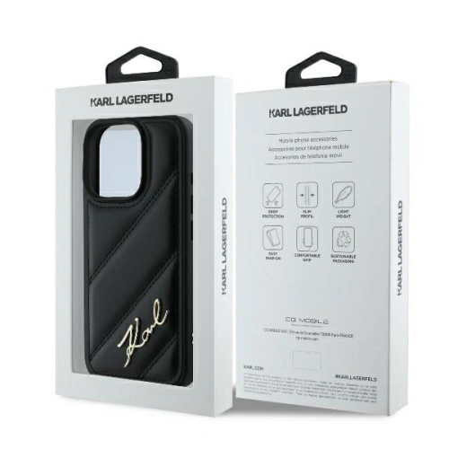 Buy Case Karl Lagerfeld KLHCP16LPQDSMGK Apple iPhone 16 Pro hardcase Quilted Signature black - KLD2137 - {ean13} - Home Screen Store Europe
