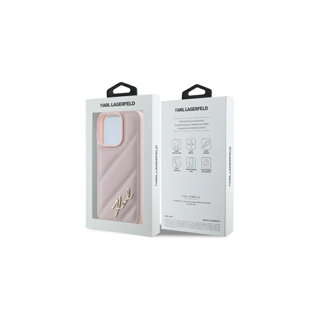 Etui Karl Lagerfeld KLHCP16LPQDSMGP Apple iPhone 16 Pro hardcase Quilted Signature różowy - iPhone 16 Pro - Karl Lagerfeld