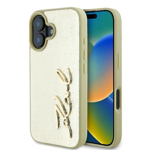 Buy Case Karl Lagerfeld KLHCP16SPFMFBKMD Apple iPhone 16 hardcase Metal Signature gold - KLD2139 - {ean13} - Home Screen Store Europe
