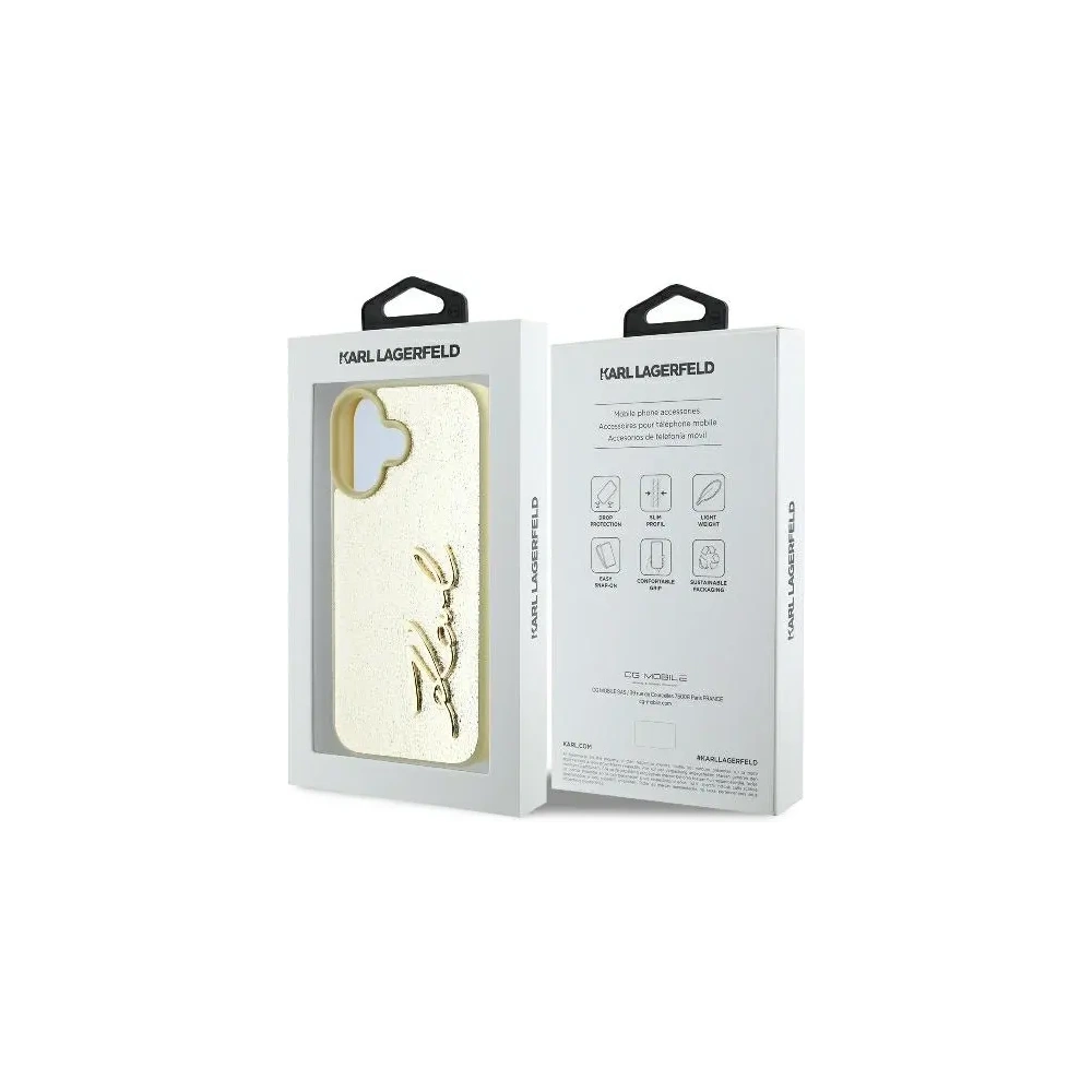 Etui Karl Lagerfeld KLHCP16SPFMFBKMD Apple iPhone 16 hardcase Metal Signature złoty - iPhone 16 - Karl Lagerfeld