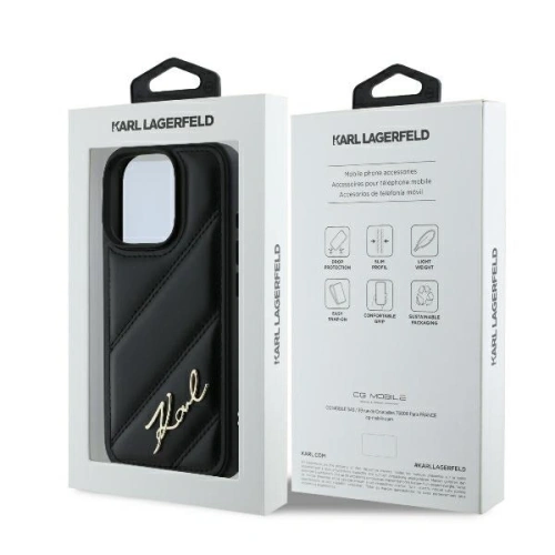 Kup Karl Lagerfeld KLHCP16XPQDSMGK Apple iPhone 16 Pro Max hardcase Quilted Signature negru - KLD2140 - {ean13} - Sklep Home Screen