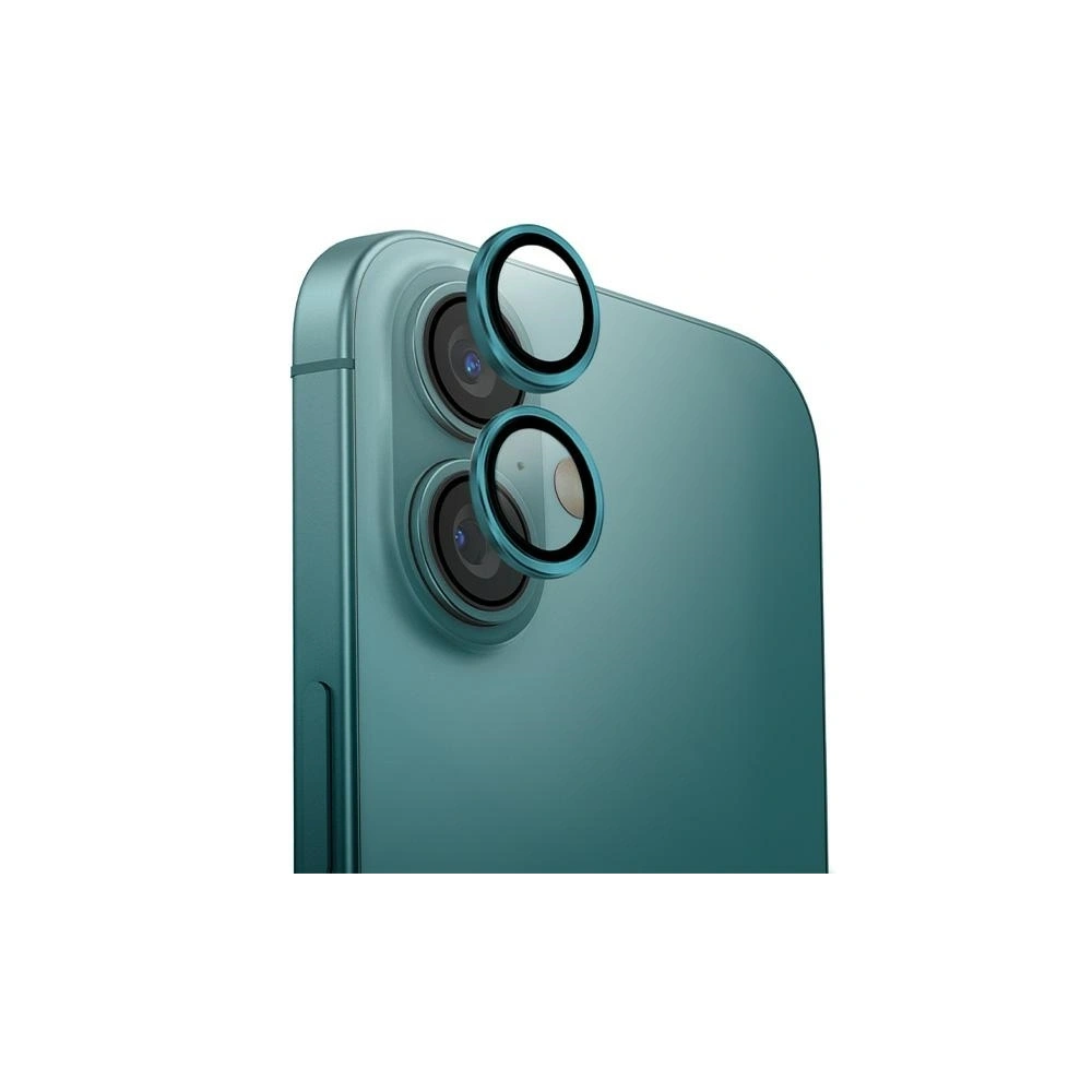 Szkło na obiektyw aparatu UNIQ Optix Aluminium Camera Lens Protector Apple iPhone 16 / 16 Plus emerald - iPhone 16 Plus - Uniq