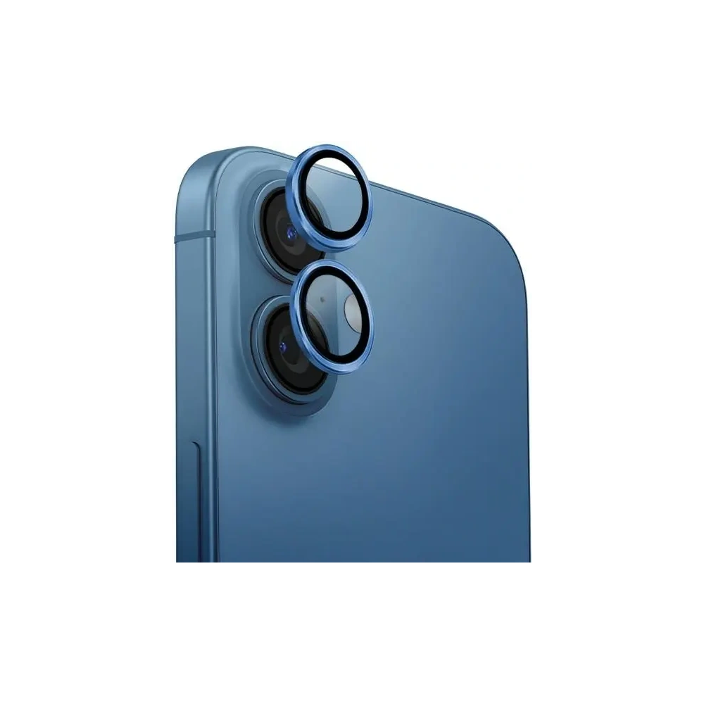 Szkło na obiektyw aparatu UNIQ Optix Aluminium Camera Lens Protector Apple iPhone 16 / 16 Plus pearl blue - iPhone 16 Plus - Uniq