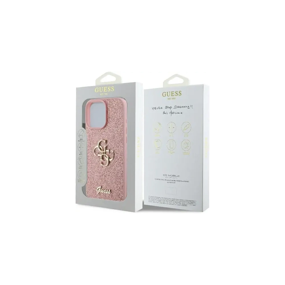 Etui Guess GUHCP16LHG4SGP Apple iPhone 16 Pro hardcase Fixed Glitter Big 4G różowy - iPhone 16 Pro - Guess