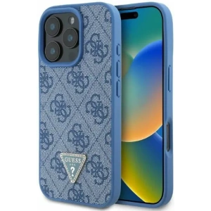 Buy Case Guess GUHCP16LP4TDPB Apple iPhone 16 Pro hardcase Leather 4G Triangle Strass MagSafe blue - GUE3481 - {ean13} - Home Screen Store Europe