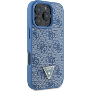 Buy Case Guess GUHCP16LP4TDPB Apple iPhone 16 Pro hardcase Leather 4G Triangle Strass MagSafe blue - GUE3481 - {ean13} - Home Screen Store Europe