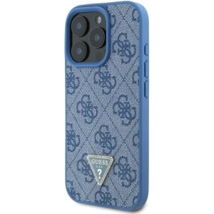 Buy Case Guess GUHCP16LP4TDPB Apple iPhone 16 Pro hardcase Leather 4G Triangle Strass MagSafe blue - GUE3481 - {ean13} - Home Screen Store Europe