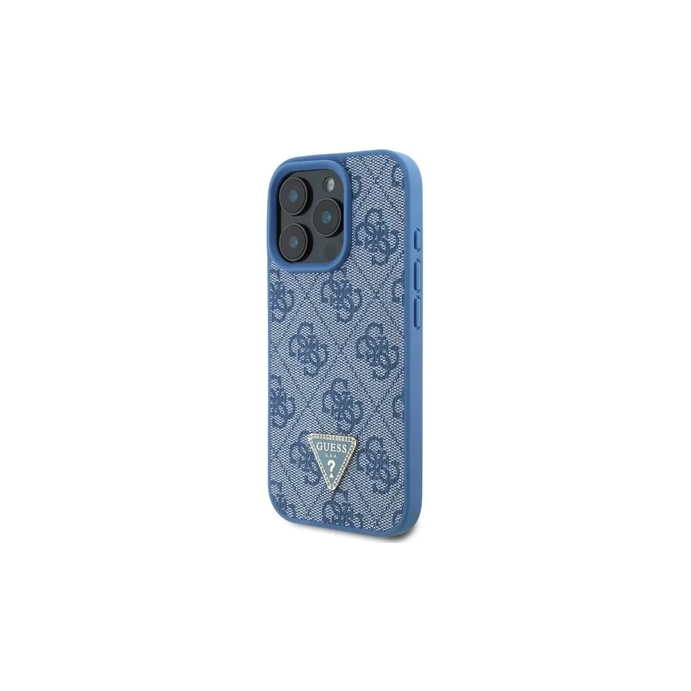 Etui Guess GUHCP16LP4TDPB Apple iPhone 16 Pro hardcase Leather 4G Triangle Strass MagSafe niebieski - iPhone 16 Pro - Guess