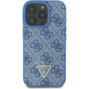 Buy Case Guess GUHCP16LP4TDPB Apple iPhone 16 Pro hardcase Leather 4G Triangle Strass MagSafe blue - GUE3481 - {ean13} - Home Screen Store Europe