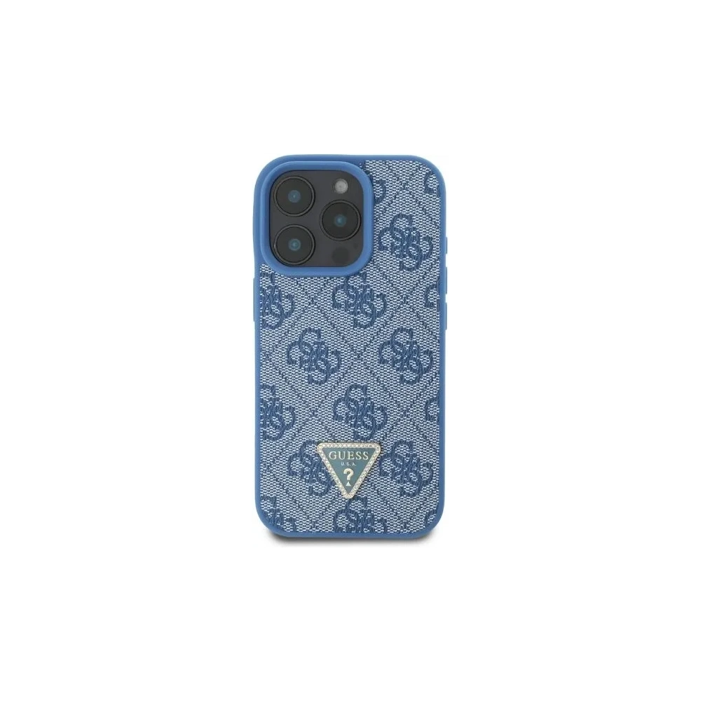 Etui Guess GUHCP16LP4TDPB Apple iPhone 16 Pro hardcase Leather 4G Triangle Strass MagSafe niebieski - iPhone 16 Pro - Guess