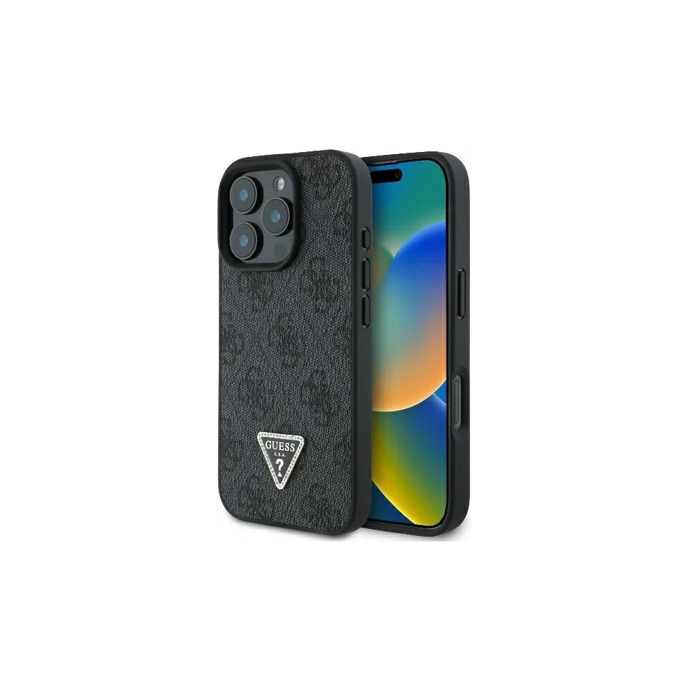 Etui Guess GUHCP16LP4TDPK Apple iPhone 16 Pro hardcase Leather 4G Triangle Strass MagSafe czarny - iPhone 16 Pro - Guess