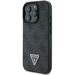 Buy Case Guess GUHCP16LP4TDPK Apple iPhone 16 Pro hardcase Leather 4G Triangle Strass MagSafe black - GUE3482 - {ean13} - Home Screen Store Europe