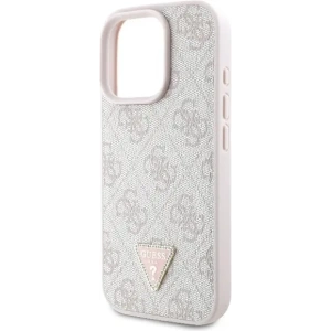 Buy Case Guess GUHCP16LP4TDPP Apple iPhone 16 Pro hardcase Leather 4G Triangle Strass MagSafe pink - GUE3483 - {ean13} - Home Screen Store Europe