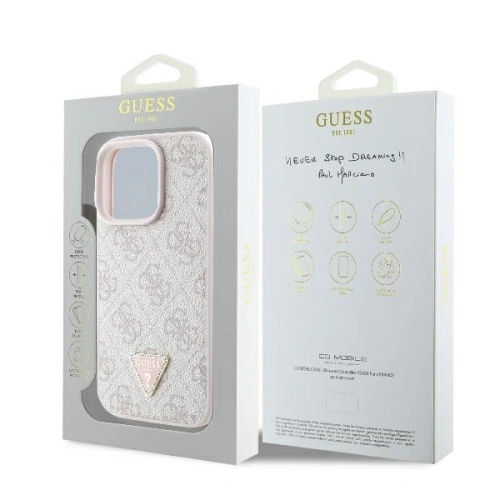 Kup Etui Guess GUHCP16LP4TDPP Apple iPhone 16 Pro hardcase Leather 4G Triangle Strass MagSafe różowy - GUE3483 - {ean13} - Sklep Home Screen