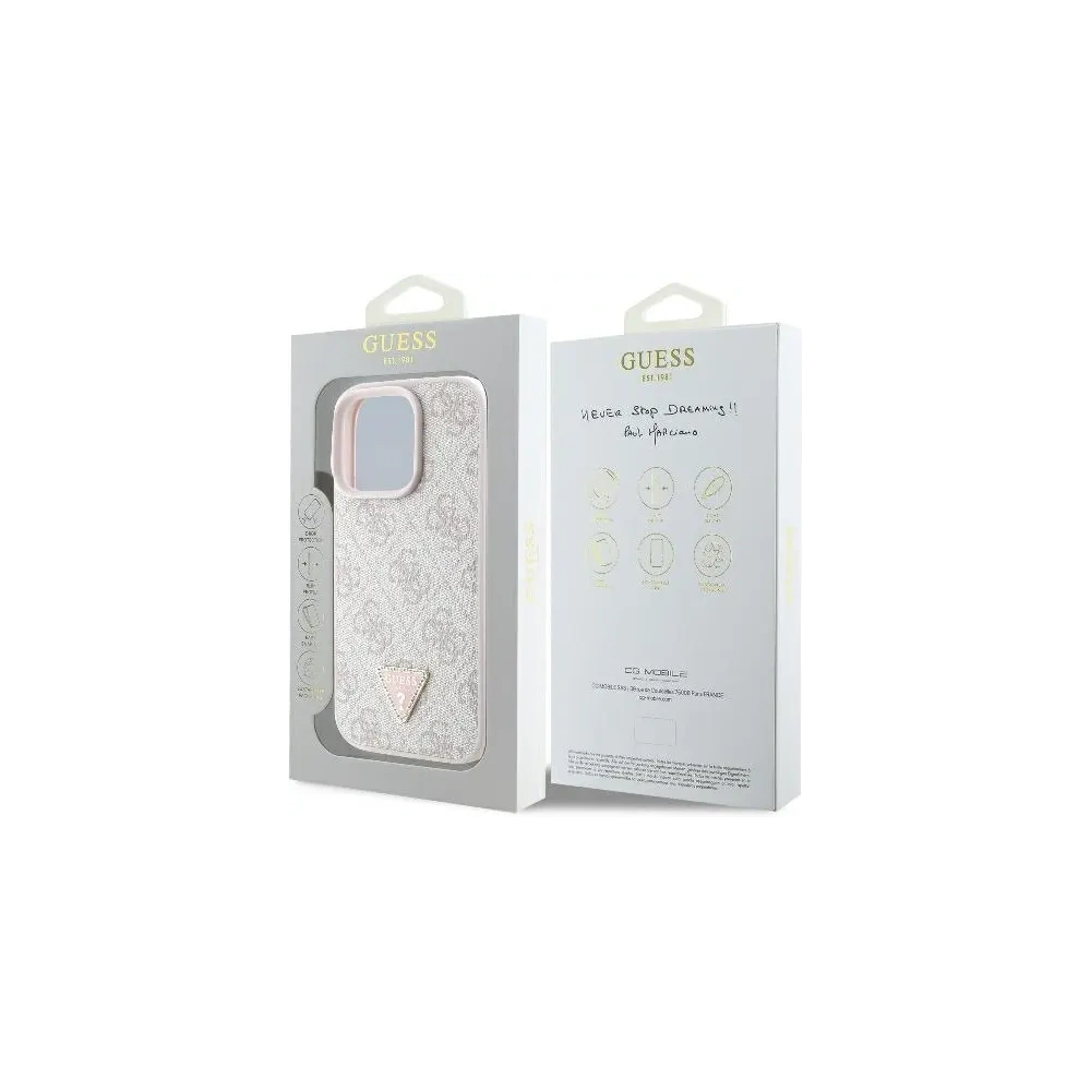 Etui Guess GUHCP16LP4TDPP Apple iPhone 16 Pro hardcase Leather 4G Triangle Strass MagSafe różowy - iPhone 16 Pro - Guess