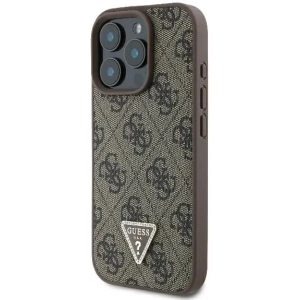 Buy Case Guess GUHCP16LP4TDPW Apple iPhone 16 Pro hardcase Leather 4G Triangle Strass MagSafe brown - GUE3484 - {ean13} - Home Screen Store Europe