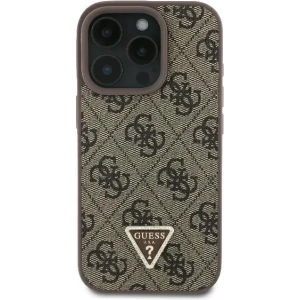 Buy Case Guess GUHCP16LP4TDPW Apple iPhone 16 Pro hardcase Leather 4G Triangle Strass MagSafe brown - GUE3484 - {ean13} - Home Screen Store Europe