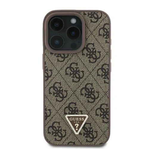 Buy Case Guess GUHCP16LP4TDPW Apple iPhone 16 Pro hardcase Leather 4G Triangle Strass MagSafe brown - GUE3484 - {ean13} - Home Screen Store Europe