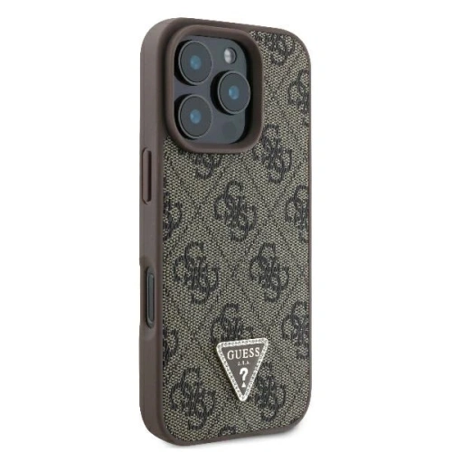 Buy Case Guess GUHCP16LP4TDPW Apple iPhone 16 Pro hardcase Leather 4G Triangle Strass MagSafe brown - GUE3484 - {ean13} - Home Screen Store Europe