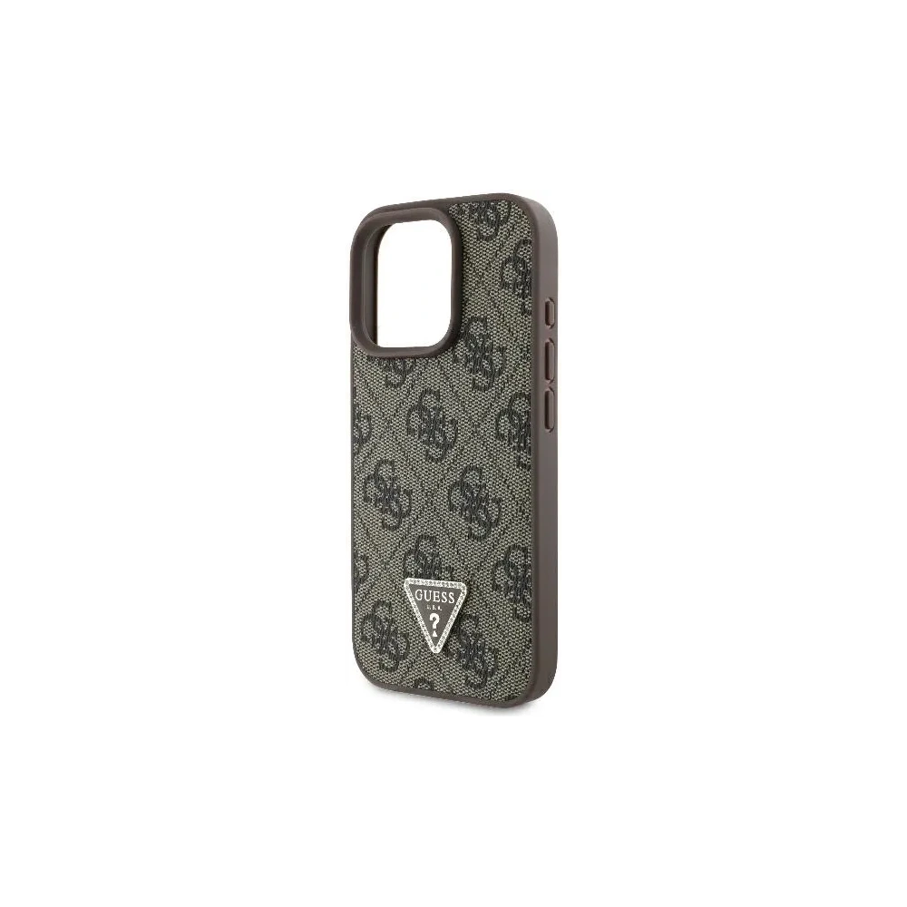 Etui Guess GUHCP16LP4TDPW Apple iPhone 16 Pro hardcase Leather 4G Triangle Strass MagSafe brązowy - iPhone 16 Pro - Guess