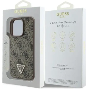 Buy Case Guess GUHCP16LP4TDPW Apple iPhone 16 Pro hardcase Leather 4G Triangle Strass MagSafe brown - GUE3484 - {ean13} - Home Screen Store Europe