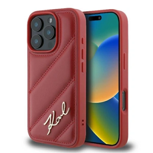Buy Case Karl Lagerfeld KLHCP16XPQDSMGR Apple iPhone 16 Pro Max hardcase Quilted Signature red - KLD2141 - {ean13} - Home Screen Store Europe