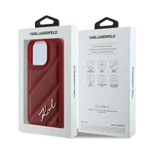 Buy Case Karl Lagerfeld KLHCP16XPQDSMGR Apple iPhone 16 Pro Max hardcase Quilted Signature red - KLD2141 - {ean13} - Home Screen Store Europe