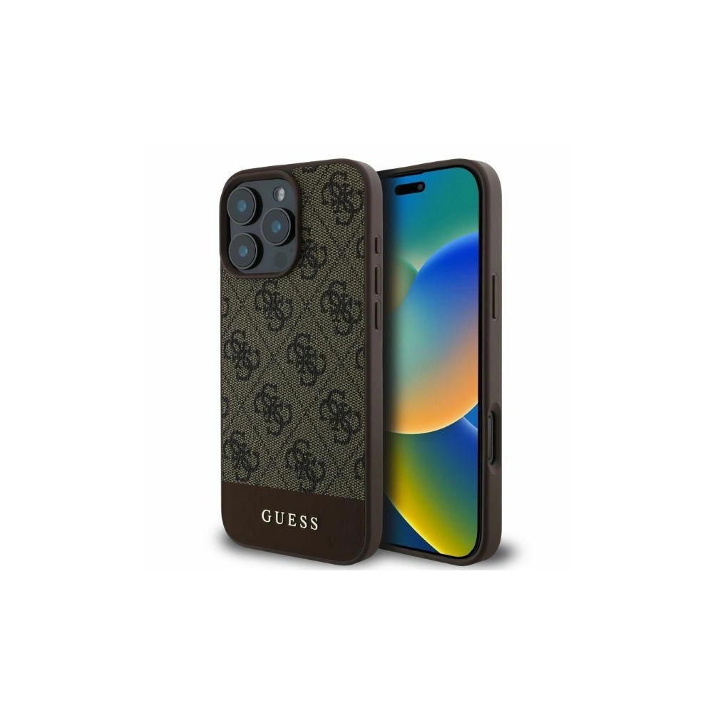 Guess GUHCP16LG4GLBR iPhone 16 Pro 6.3" brązowy/brown hardcase 4G Bottom Stripe - !ZAIMPORTOWANE - Guess