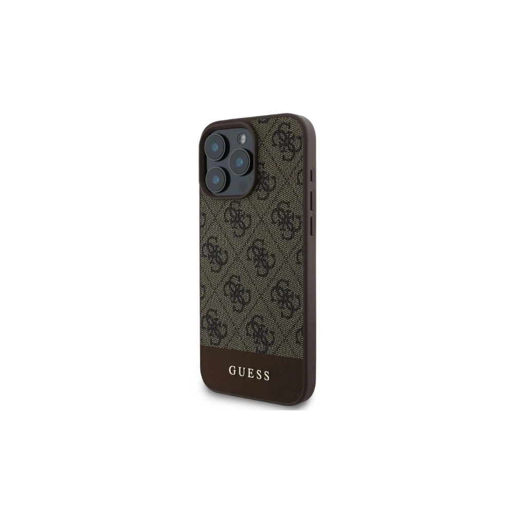 Guess GUHCP16LG4GLBR iPhone 16 Pro 6.3" brązowy/brown hardcase 4G Bottom Stripe - !ZAIMPORTOWANE - Guess