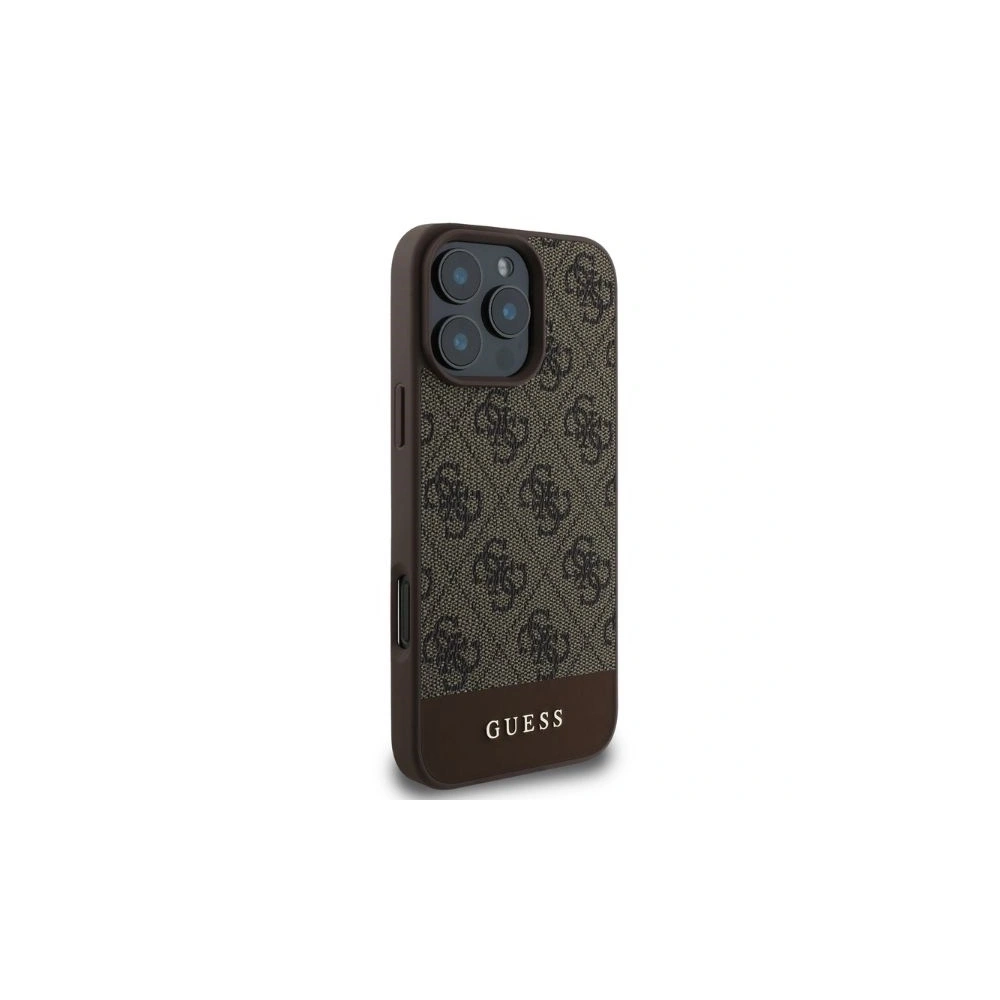 Guess GUHCP16LG4GLBR iPhone 16 Pro 6.3" brązowy/brown hardcase 4G Bottom Stripe - !ZAIMPORTOWANE - Guess