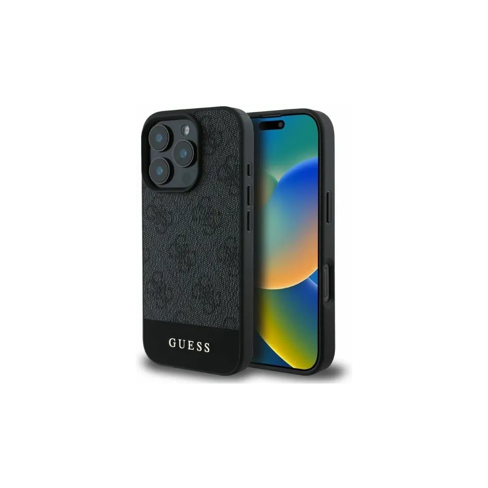 Guess GUHCP16LG4GLGR iPhone 16 Pro 6.3" szary/grey hardcase 4G Bottom Stripe - !ZAIMPORTOWANE - Guess