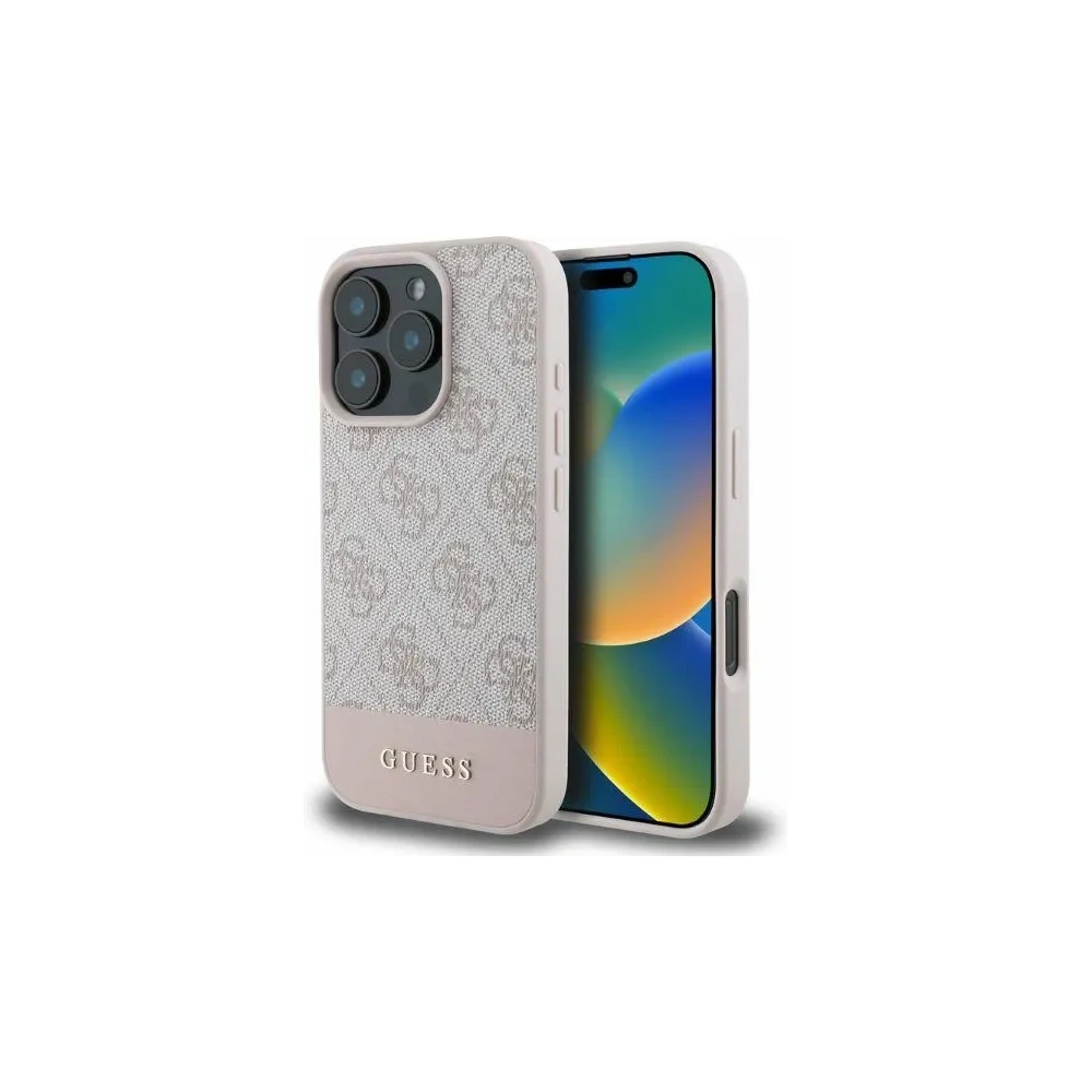 Etui Guess GUHCP16LG4GLPI Apple iPhone 16 Pro hardcase 4G Bottom Stripe różowy - iPhone 16 Pro - Guess
