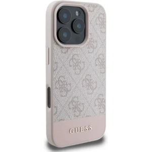 Buy Case Guess GUHCP16LG4GLPI Apple iPhone 16 Pro hardcase 4G Bottom Stripe pink - GUE3491 - {ean13} - Home Screen Store Europe