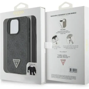 Kup Případ Guess GUHCP16LP4TDSCPK Apple iPhone 16 Pro tvrdý obal Kožený Metalový logo Strass Crossbody černý - GUE3494 - {ean13} - Sklep Home Screen