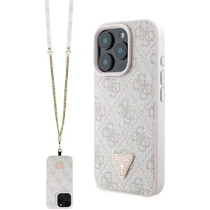 Buy Case Guess GUHCP16LP4TDSCPP Apple iPhone 16 Pro hardcase Leather Metal Logo Strass Crossbody pink - GUE3495 - {ean13} - Home Screen Store Europe