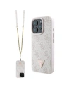 Etui Guess GUHCP16LP4TDSCPP Apple iPhone 16 Pro hardcase kožený kovový logo strass crossbody růžový - iPhone 16 Pro - Guess
