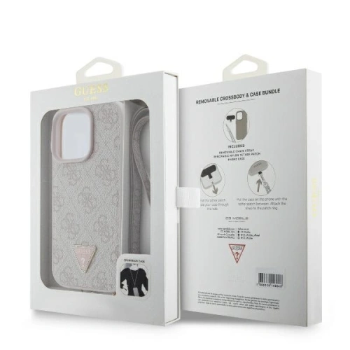 Kup Caz Guess GUHCP16LP4TDSCPP Apple iPhone 16 Pro hardcase din piele cu logo din metal și strasuri, crossbody roz - GUE3495 - {ean13} - Sklep Home Screen
