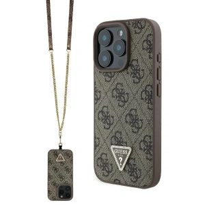 Buy Case Guess GUHCP16LP4TDSCPW Apple iPhone 16 Pro hardcase Leather Metal Logo Strass Crossbody brown - GUE3496 - {ean13} - Home Screen Store Europe
