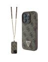 Etui Guess GUHCP16LP4TDSCPW Apple iPhone 16 Pro hardcase Leather Metal Logo Strass Crossbody hnědý - iPhone 16 Pro - Guess