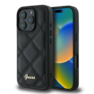 Buy Case Guess GUHCP16LPSQSQSK Apple iPhone 16 Pro hardcase Quilted Metal Logo black - GUE3497 - {ean13} - Home Screen Store Europe