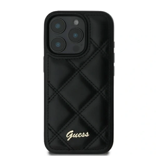 Kup Případ Guess GUHCP16LPSQSQSK tvrdý kryt pro Apple iPhone 16 Pro s prošívaným kovovým logem černý - GUE3497 - {ean13} - Sklep Home Screen