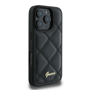 Kup Případ Guess GUHCP16LPSQSQSK tvrdý kryt pro Apple iPhone 16 Pro s prošívaným kovovým logem černý - GUE3497 - {ean13} - Sklep Home Screen