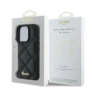 Kup Případ Guess GUHCP16LPSQSQSK tvrdý kryt pro Apple iPhone 16 Pro s prošívaným kovovým logem černý - GUE3497 - {ean13} - Sklep Home Screen