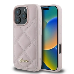 Buy Case Guess GUHCP16LPSQSQSP Apple iPhone 16 Pro hardcase Quilted Metal Logo pink - GUE3498 - {ean13} - Home Screen Store Europe