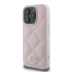 Kup Případ Guess GUHCP16LPSQSQSP Apple iPhone 16 Pro tvrdý obal prošívaný s kovovým logem růžový - GUE3498 - {ean13} - Sklep Home Screen