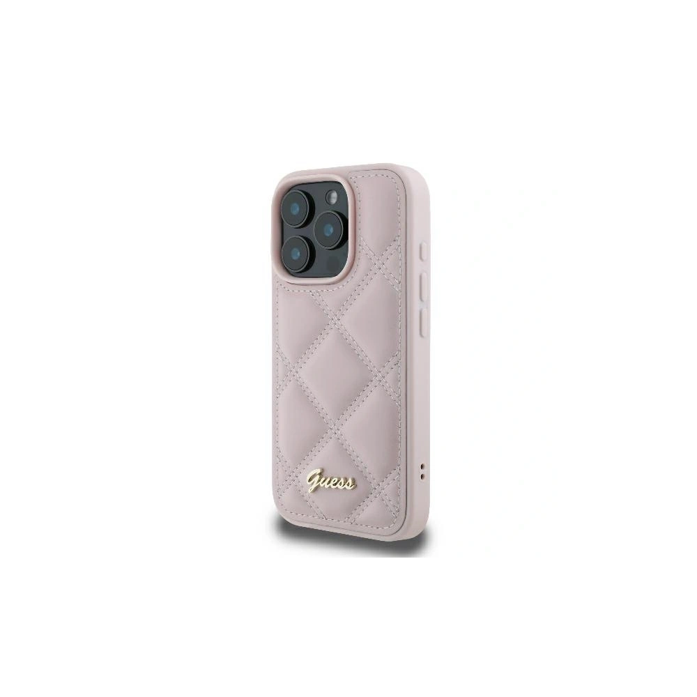 Etui Guess GUHCP16LPSQSQSP Apple iPhone 16 Pro hardcase Quilted Metal Logo różowy - iPhone 16 Pro - Guess