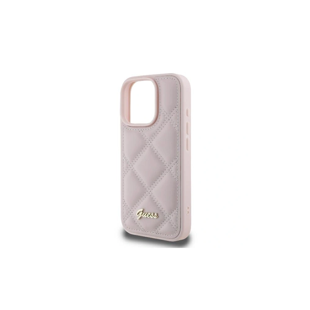 Etui Guess GUHCP16LPSQSQSP Apple iPhone 16 Pro hardcase Quilted Metal Logo różowy - iPhone 16 Pro - Guess