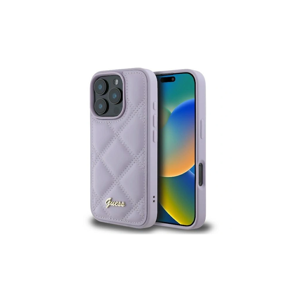 Etui Guess GUHCP16LPSQSQSU Apple iPhone 16 Pro hardcase Quilted Metal Logo jasnofioletowy - iPhone 16 Pro - Guess